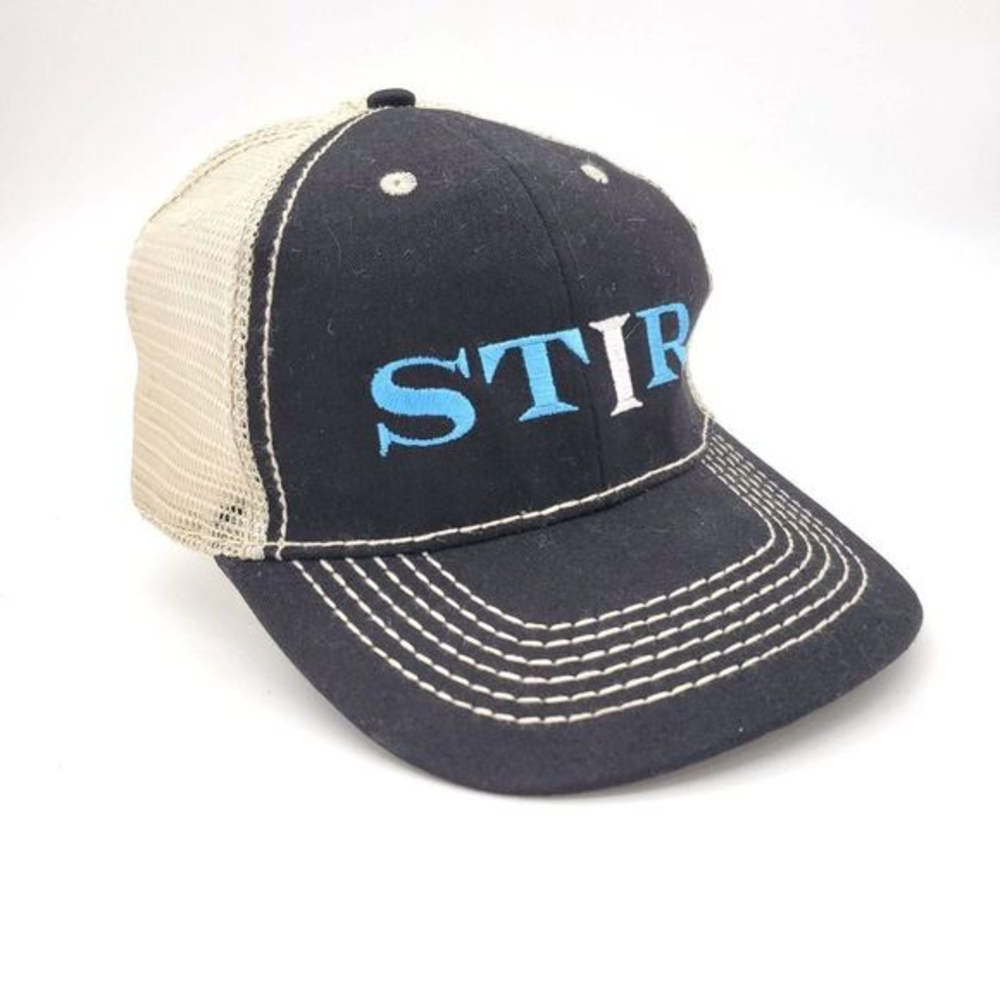 Stir Vitronic Trucker Baseball Hat Adjustable Hook & Loop‎ Black Blue Mesh